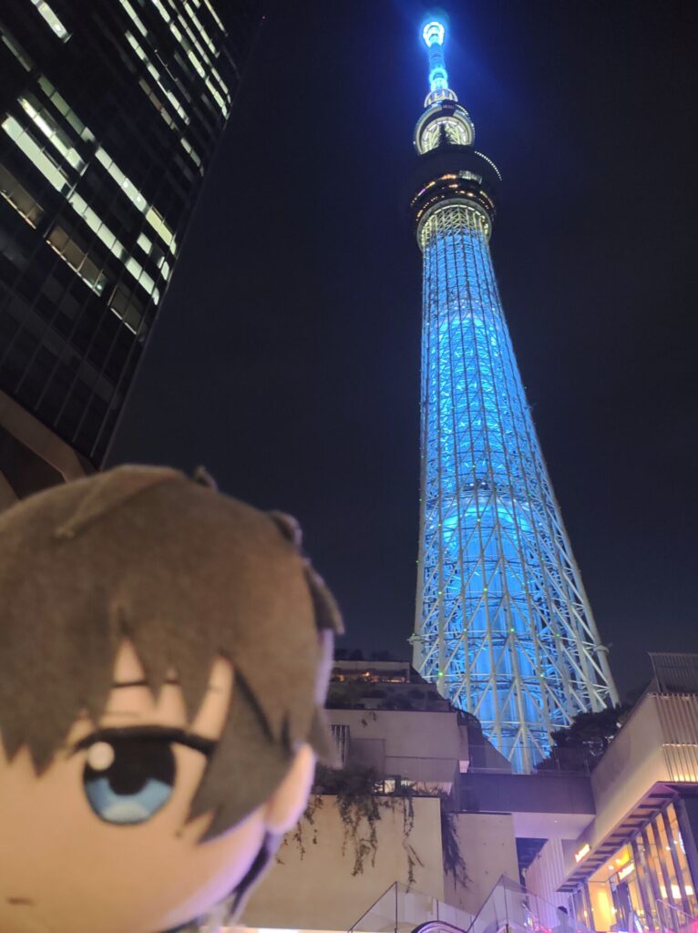 スカイツリー イルミネーション ブルーと恭二ぬい